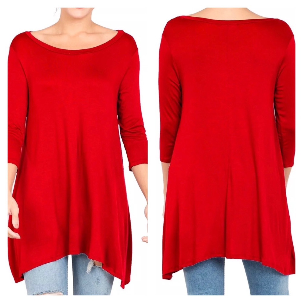 Crimson Red Tunic Top Size Small - Picture 2 of 6